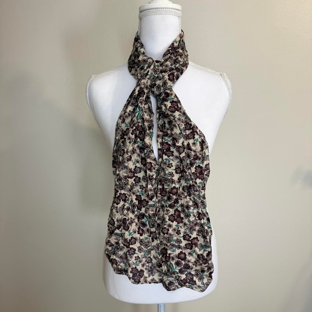 New York Style 100% Silk Ditsy Floral Scarf Fairy Whimsical 90s